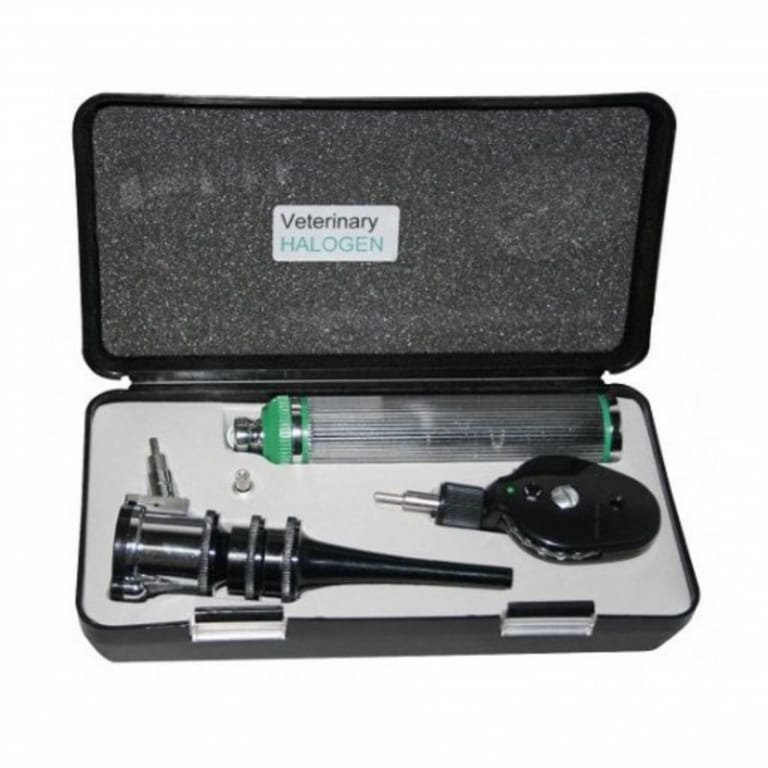 EQUIPO DE DIAGNOSTICO OTOSCOPIO Y OFTALMOSCOPIO VETERINARIO LUZ HALÓGENA GOWLLANDS 3124
