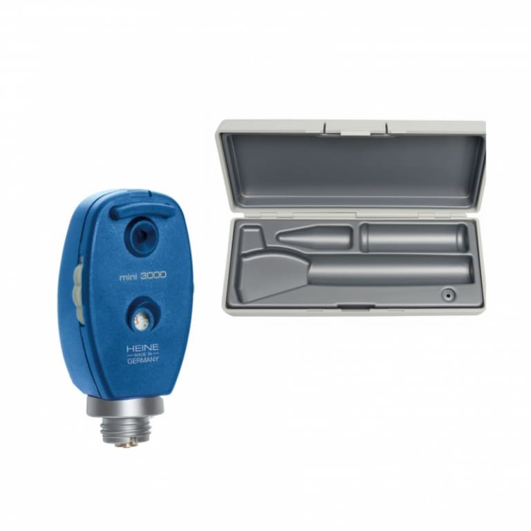OFTALMOSCOPIO MINI 3000 AZUL CON ESTUCHE RÍGIDO.