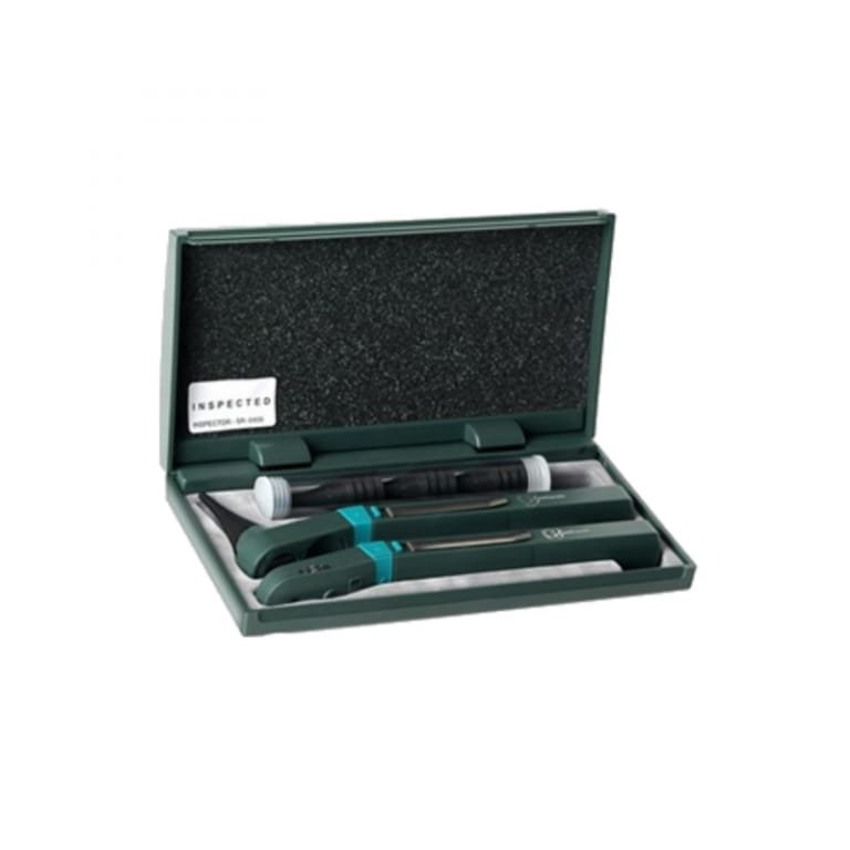 SET VERDE OTOSCOPIO Y OFTALMOSCOPIO HALOGENO FIBRA OPTICA (MOD.IFIELD) GOWLLANDS