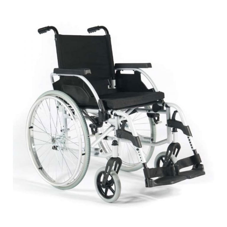 SILLA DE RUEDAS DE ACERO DE 41 CM GRIS MARTILLADO CON QR PIER. DESM. BRA. ABA. LLANTA DEL. RIG. UNIX