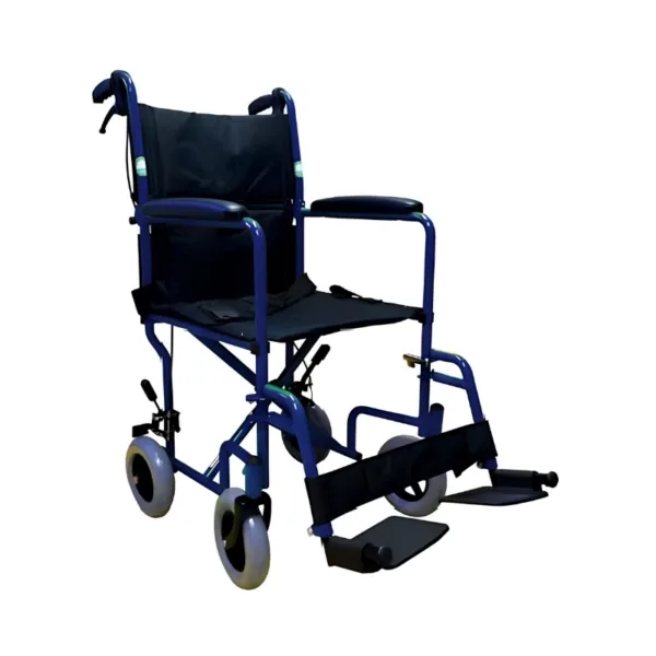 SILLA DE TRASLADO 19” AZUL FIJO/REMO RUEDA 8x2”