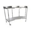 Mesa riñón de acero inoxidable con entrepaño